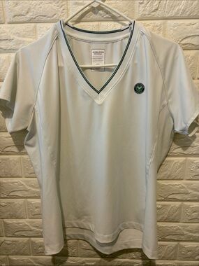 Wimbledon White Tennis Shirt with Green Trim